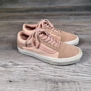 Vans Old Skool Low Top Pink Suede Woven Shoes Unisex Size M‎ 7 W 8.5 Lace Up